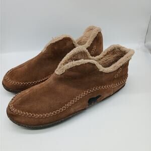 Sorel Men's Manawan Leather Slip on Moccasin Slipper Shoes Brown Size 14